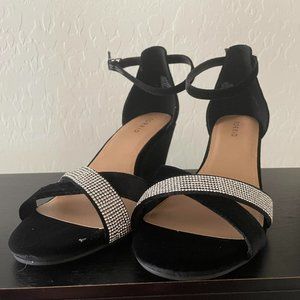 Torrid Black Velvet Rhinestone Demi Wedge